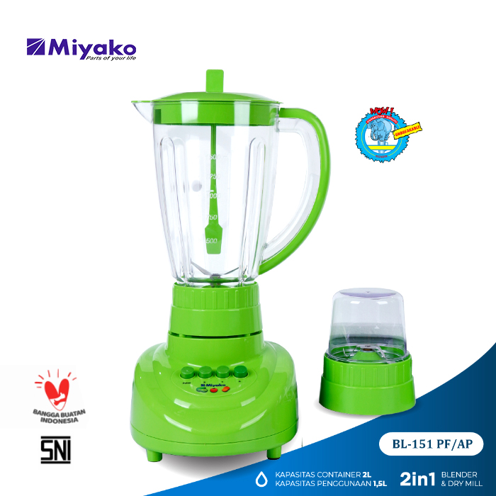 Miyako Blender Plastik 1.5 Liter 2in1 - BL151PF/AP | BL-151 PF/AP